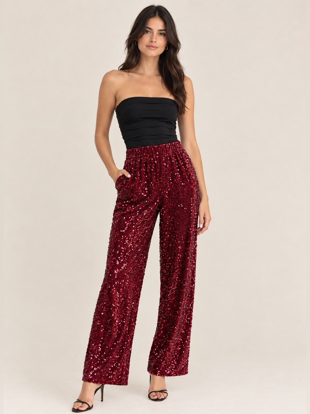 🆕 Vince Camuto | Sequin Wide Leg Pants - Picture 2 of 11